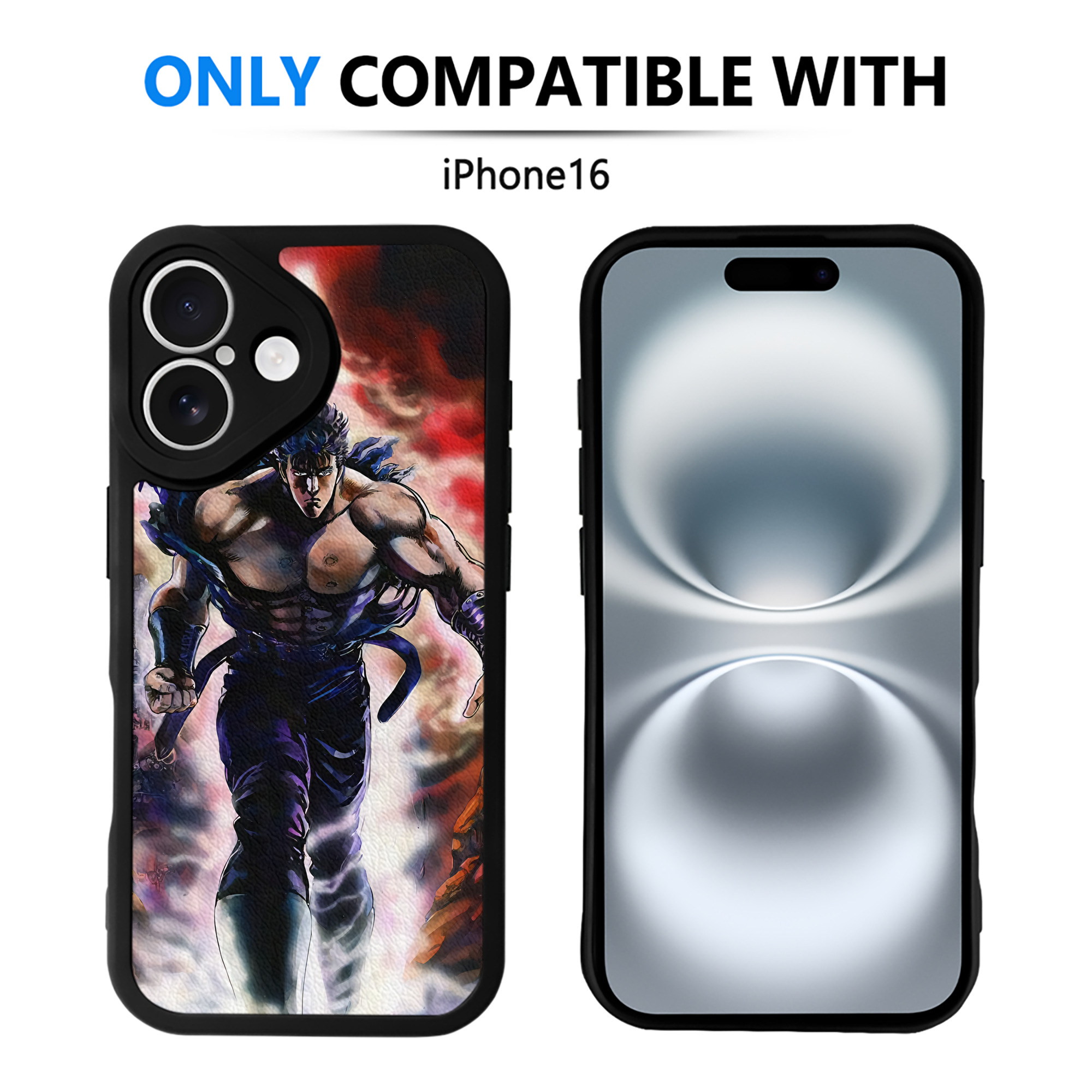 （画像用） 北斗の拳 Fist of the North Star 【iPhone 16シリーズ対応】シリコンスマホケース（レザー調） 材質：シリコン